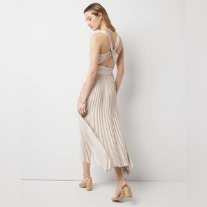 WHITE HOUSE BLACK MARKET Petite Satin Pleated Midi Dress